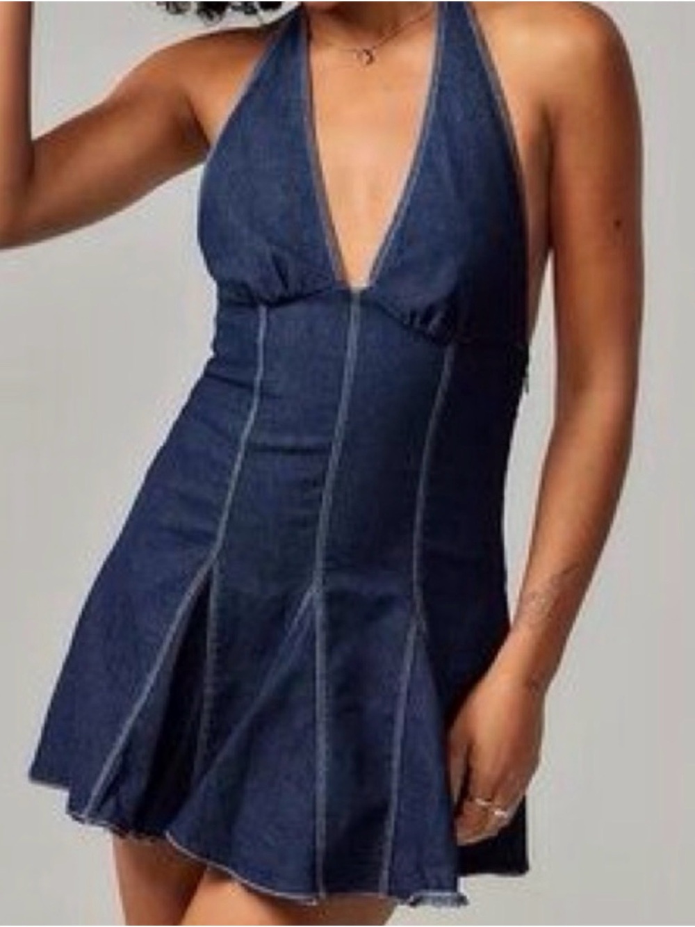 Kimchi Blue Dark Blue Denim Halter One-Piece